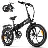 20" Folding Electric Bike for Adults | Lightweight Foldable Electric Bicycle - Weighs Only 45lbs | 500W Brushless Motor | 40+ Mile Range | 21mph Speed - Class 2 Fat Tire Ebike, Black