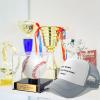 Custom Acrylic Baseball Display Case with Custom Plaque and Custom Baseball Cap Set, Baseball Holder Case with Engraving Plaque, Personalized Cap, Perfect for Keepsakes and Gifts (Pink Gold, Style-2) view 2