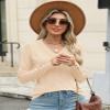 AKEWEI Womens Lightweight Sweaters Long Sleeve Knitted Tops Dressy Casual V Neck Buttons Pullover(Apricot,XXL) view 3