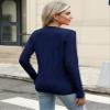 AKEWEI Women's Fall Tops 2026 Trendy V Neck Long Sleeve Shirts Cute Knitted Pullover Sweater(Navy Blue,XL) view 3