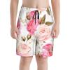 Pink Rose Floral Flower Teens Beach Shorts Running Workout Sports Shorts Summer Casual Shorts for Boys view 1