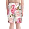 Pink Rose Floral Flower Teens Beach Shorts Running Workout Sports Shorts Summer Casual Shorts for Boys view 2