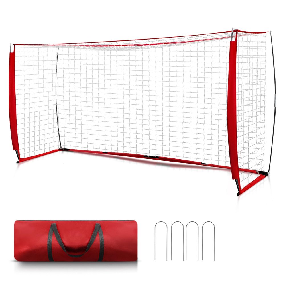SHANTRA Soccer Goal, 12x6FT Easy Setup Soccer Goals for Backyard with Metal Base, Portable Soccer Net for Teens/Adults, Large Equipment for Training, Soccer Goal for Practice with Carry Bag
