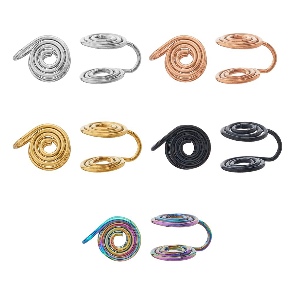 Hobbspring 10Pcs 5 Colors Pressure Earrings for Keloids Stainless Steel Clip Spiral Non-Pierced Earrings Compression Clip Metal Ear Cuff Adjustable Keloid Jewelry for Women Men Ladies