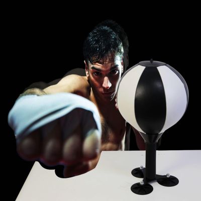 GTPBAO Fitness Boxing Punching Ball with Sucker, Table Top Speed Boxing Ball for Training Boxing Sports/Adults/Toddlers, Black-white, 01009