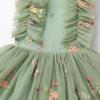 Fairy Dress Toddler, Party Dress for Baby Girl Boho Lace Hippie Flower Puffy Wedding Birthday Dance Evening Gown for Kids Baptism Photography Summer Ruffle Floral Clothes Sage Green 3-4T view 2