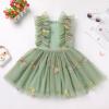 Fairy Dress Toddler, Party Dress for Baby Girl Boho Lace Hippie Flower Puffy Wedding Birthday Dance Evening Gown for Kids Baptism Photography Summer Ruffle Floral Clothes Sage Green 3-4T view 3