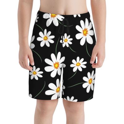Daisy Flower Print Pattern Teens Beach Shorts Running Workout Sports Shorts Summer Casual Shorts for Boys