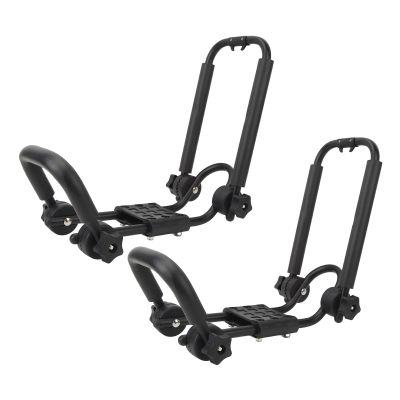 Leapiture 2Pcs Canoe Roof Rack Carrier Foldable Kayak Roof Rack J Cross Bar Roof Rack Canoe Roof Top Mount for Boat SUV Truck Van