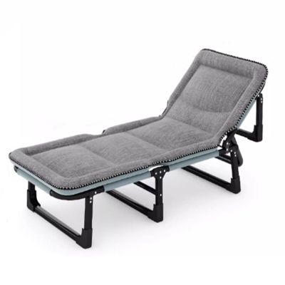 Folding Bed with Mattress, Portable Camping Cot 4 Positions Adjustable Reclining Rollaway Bed for Adults Sleeping Cots for Bedroom, Pool, Patio,