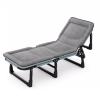 Folding Bed with Mattress, Portable Camping Cot 4 Positions Adjustable Reclining Rollaway Bed for Adults Sleeping Cots for Bedroom, Pool, Patio, view 1