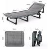 Folding Bed with Mattress, Portable Camping Cot 4 Positions Adjustable Reclining Rollaway Bed for Adults Sleeping Cots for Bedroom, Pool, Patio, view 2