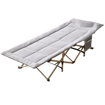 Portable Bed for Adults Travel, Ice Silk Fabric Comfortable Headrest Good Load-Bearing, Folding Camping Cot with Mattress, for Home Outdoor Travel(Gray,190 * 71CM)