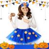 Silkfly 12 Pcs Halloween Blue Cookie Costume Accessories for Women Adult Monsters Costume Include Tulle Tutu Skirt Headband and Cookie Stickers for Cosplay view 4
