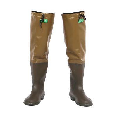 JCWGLY PVC Waterproof Hip Waders Boots for Men Women, Lightweight Outdoor Fishing Boots for Hunting and Wading, Anti Slip(Brown,6.5)
