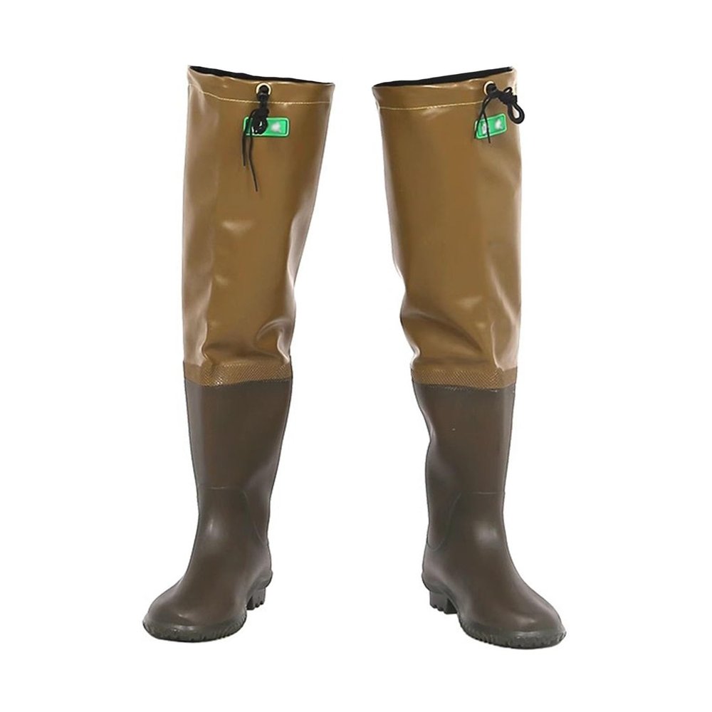 JCWGLY PVC Waterproof Hip Waders Boots for Men Women, Lightweight Outdoor Fishing Boots for Hunting and Wading, Anti Slip(Brown,6.5)