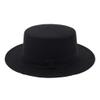 Women Classic Fedora Wide Brim Hat with Belt Buckle Wool Flat Top Bowler Hat Party Church Hats (Black, One Size) view 1