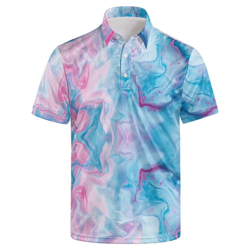 Collemet Mens Golf Shirt Short Sleeve Trippy Liquid Casual and Comfortable Performance Clothes for Everyday Wear 2XL