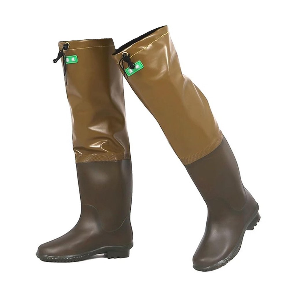 JCWGLY Mens Womens Fishing Waders Boots, 60cm High Knee Hip Wading Boots for Fishing and Hunting, Lightweight Anti Slip(Brown,10.5)
