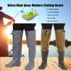 JCWGLY Mens Womens Fishing Waders Boots, 60cm High Knee Hip Wading Boots for Fishing and Hunting, Lightweight Anti Slip(Brown,10.5) view 2