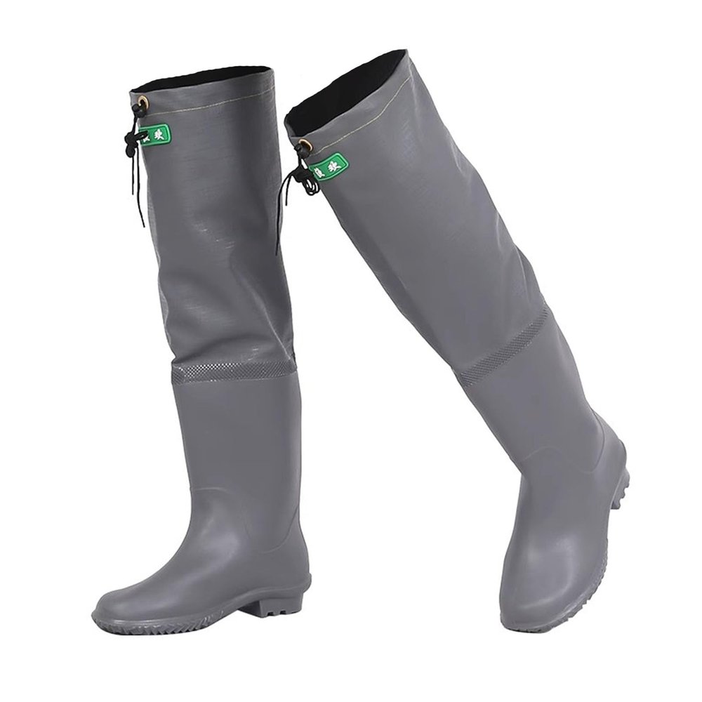 JCWGLY Mens Womens Fishing Waders Boots, 60cm High Knee Hip Wading Boots for Fishing and Hunting, Lightweight Anti Slip(Gray-,8.5)