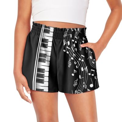 Coloranimal Pinao Music Girls Shorts with Pockets Athletic Shorts Kids Running Shorts Quick Dry Sports Shorts High Waisted Cool Casual Shorts for Exercising