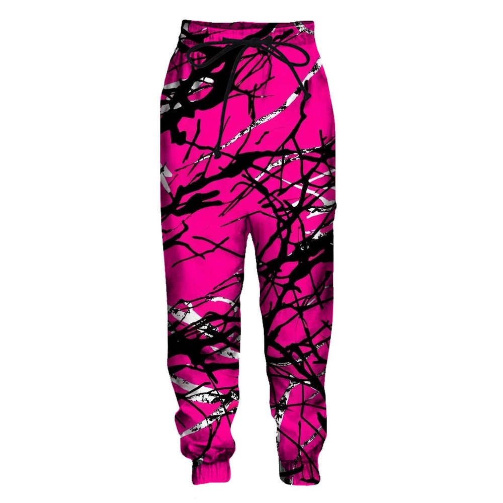 Fashiononly Hunting Camo Pink Camouflage 3D Print Sweatpants Joggers Pants Baggy