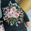 2024 Hand Embroidered Gloves Flower Embroidered Gloves Hand Embroidered Knitted Fingerless Winter (Black, One Size) view 3