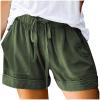 JiXiang Shorts for Women Trendy Summer Splice Comfy High Waist Loose Elastic Drawstring Casual Short Pants with Pockets Army Green view 1