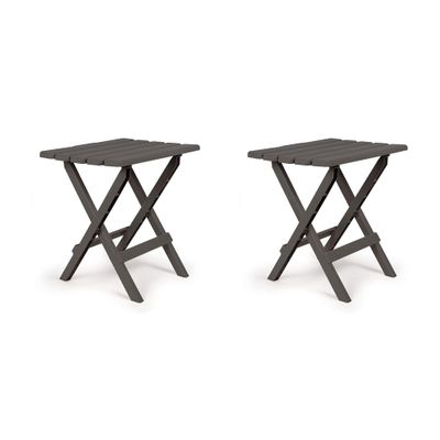 Camco Large Adirondack Weatherproof, Portable and Folding Furniture Table Ideal for Beach, Camping, Picnics, Cookouts, and More, Charcoal (2 Pack)