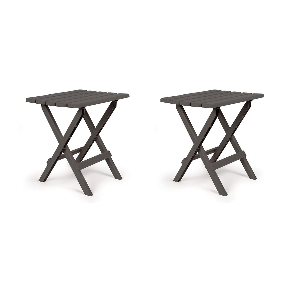 Camco Large Adirondack Weatherproof, Portable and Folding Furniture Table Ideal for Beach, Camping, Picnics, Cookouts, and More, Charcoal (2 Pack)