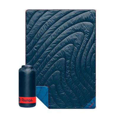 Rumpl Original Puffy Blanket - Warm, Water-Resistant Camping Blanket with 100% Recycled Synthetic Insulation, 52"x75", Original Puffy V2, Deepwater