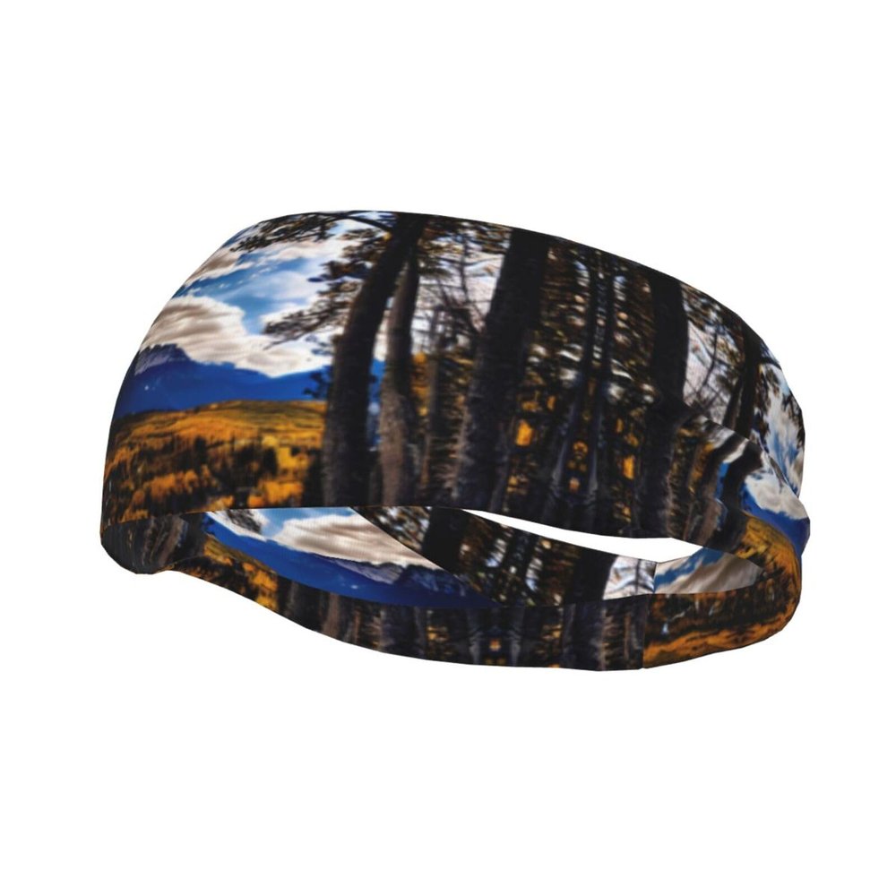 NOUZU Rocky Mountain Range Print Running Headbands for Unisex Sweatbands Sports Sweat Bands Workout Fitness Gym Yoga, Black