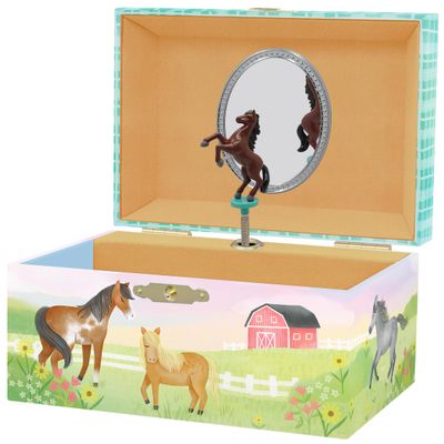 Giggle & Honey Horse Jewelry Box - Horse Toys for Girls Age 4-6- Kids Jewelry Box with Spinning Horse - 6 x 4.7 x 3.5 in