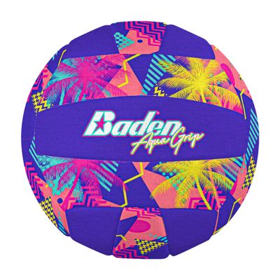 Baden Aquagrip Soft Neoprene Cover Swimming Pool Volleyball All Ages Official Size 5 Purple/Yellow Electric Palm