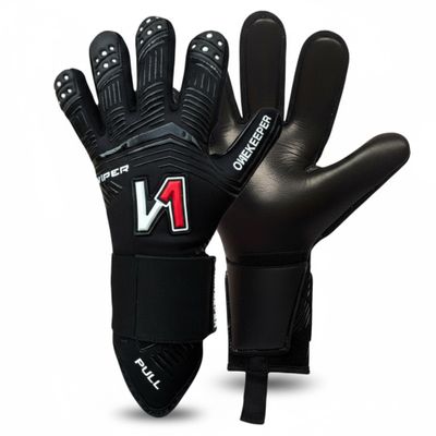 ONEKEEPER Viper Black Professional-Level Goalkeeper Glove for Kids & Youth & Adults | GK Soccer Goalie Gloves | 3.5 mm Contact Latex | Negative Cut | Removable Strap (Black, 6)