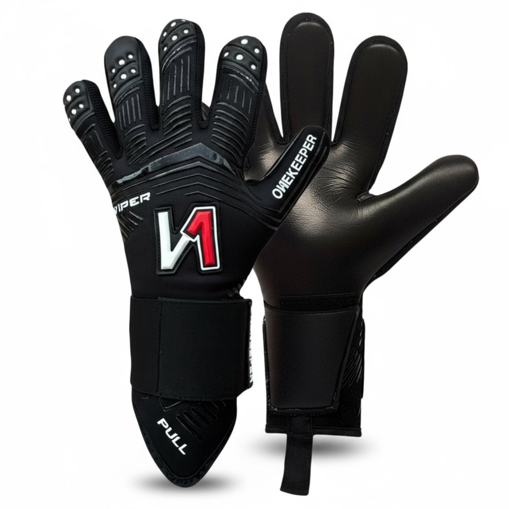 ONEKEEPER Viper Black Professional-Level Goalkeeper Glove for Kids & Youth & Adults | GK Soccer Goalie Gloves | 3.5 mm Contact Latex | Negative Cut | Removable Strap (Black, 6)