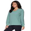 RBX Lightweight V-Neck Sweatshirt for Women Soft Ribbed Long Sleeve Top V-Neck Sweater Pullover for Casual Wear, Yoga Arctic XS view 3