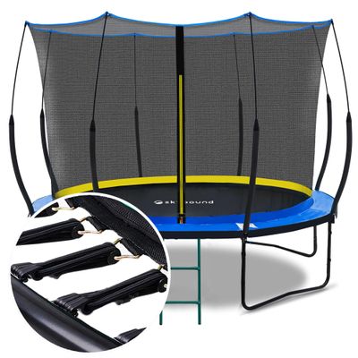 SkyBound 10 FT Springfree Trampoline for Kids and Adults - Springless Trampoline with Enclosure - Recreational Trampolines Bungee Cords - Outdoor Trampoline for Kids - No-Gap Zipper System - Blue