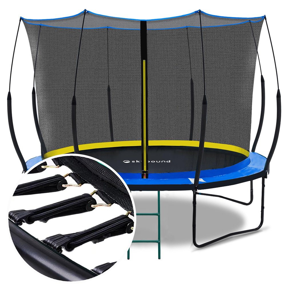 SkyBound 10 FT Springfree Trampoline for Kids and Adults - Springless Trampoline with Enclosure - Recreational Trampolines Bungee Cords - Outdoor Trampoline for Kids - No-Gap Zipper System - Blue