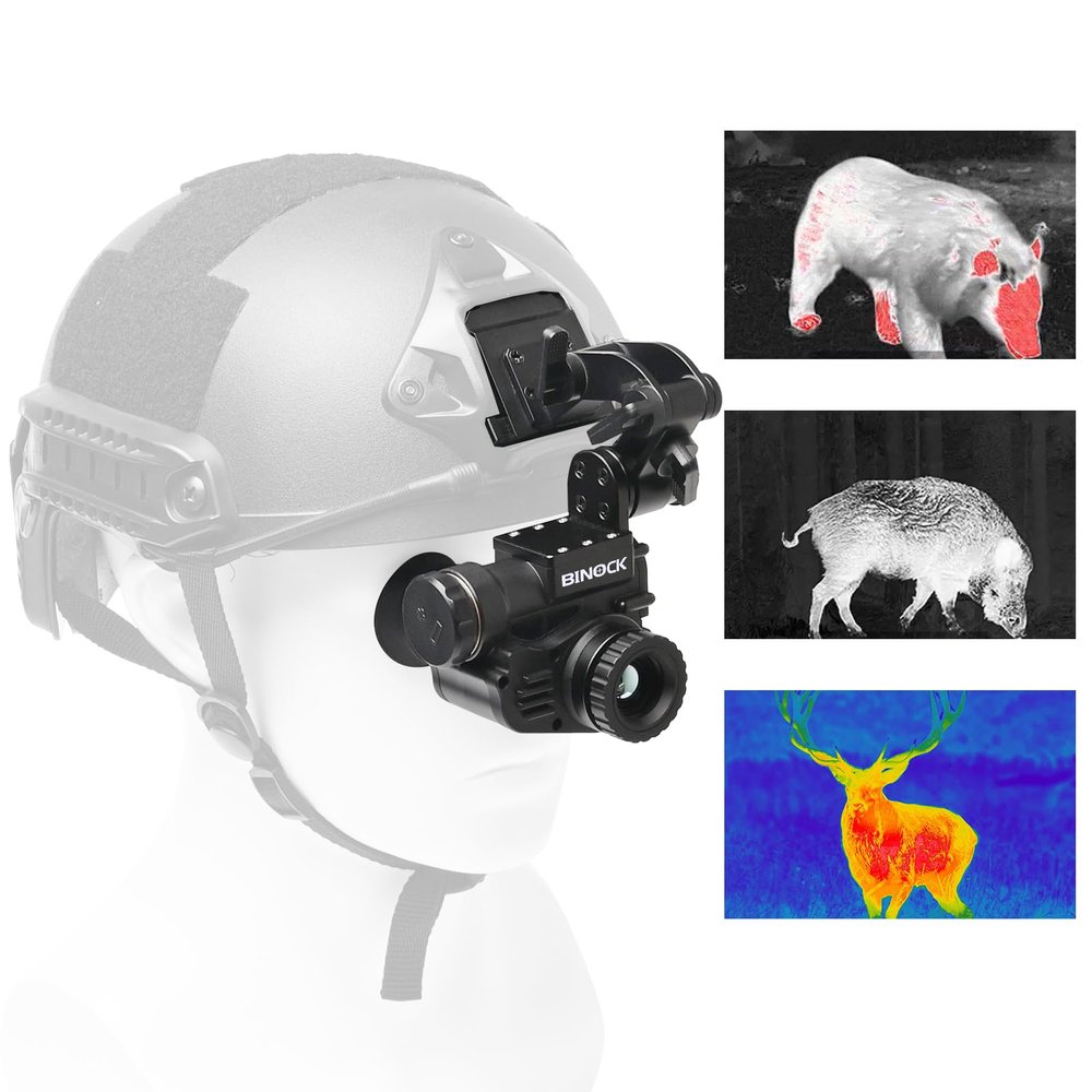 BINOCK BTI10 Helmet Thermal Imaging Goggles, 15 mm Lens Night Vision Scope with 384x288 Matrix, 800m Person Recognition, 1500m Car Recognition Head Mounted Thermal Monocular for Camping Hunting