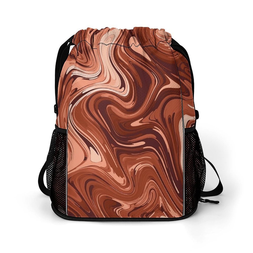 LMNGH Drawstring Backpack Sport Gym With Swirl Pattern Sackpack Bag With Side Pocket Resistant Sackpack for Women Men