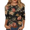 3/4 Sleeve V Neck Tops for Women Cute Top Flower Graphic Tees for Women Graphic Tshirt Elbow Length Shirts for Women Boho Tops for Women Womens Half Sleeve T Shirts Orange 4XL view 1