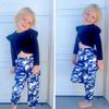 HIHA Size 11-12 Girls Camouflage Outfit Twist Front Crop Tops Camo Cargo Pants Set Fall Winter 2 Piece Clothes Blue Size 12 view 4