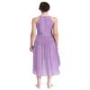 vastwit Women's Sleeveless Lyrical Ballet Leotard Dress Shiny Rhinestone Modern Contemporary Dance Costume Light Purple XX-Large view 3