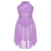 vastwit Women's Sleeveless Lyrical Ballet Leotard Dress Shiny Rhinestone Modern Contemporary Dance Costume Light Purple XX-Large view 4