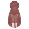 vastwit Women's Sleeveless Lyrical Ballet Leotard Dress Shiny Rhinestone Modern Contemporary Dance Costume Dusty Pink Large view 4