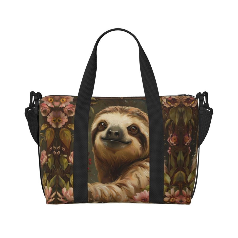 Cute Sloth Small Duffel Bag Foldable Travel Bag Weekender Bag Overnight Gym Hospital Bags For Women&Men