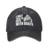 Yomconect I Only Talk to Boys with Boats Adjustable Stylish Unique Unisex Washed Cowboy Baseball Adult Hat Black view 2