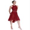 vastwit Women's Sleeveless Lyrical Ballet Leotard Dress Shiny Rhinestone Modern Contemporary Dance Costume Burgundy XX-Large view 3